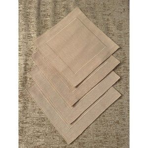 Waterford Linens Set of 4 Cloth Drink Coasters 7” Square Tan New